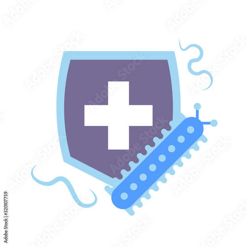 epidemic MERS-CoV floating influenza virus protection concept protective shield wuhan coronavirus 2019-nCoV pandemic medical health risk vector illustration