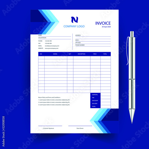 invoice template design in minimal style vectora