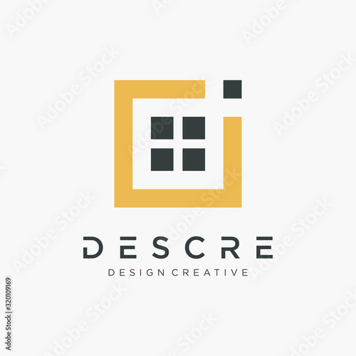 letter D I with window element. home concept Construction logo template, Housing Complex Simple Vector Logo Template. - vector