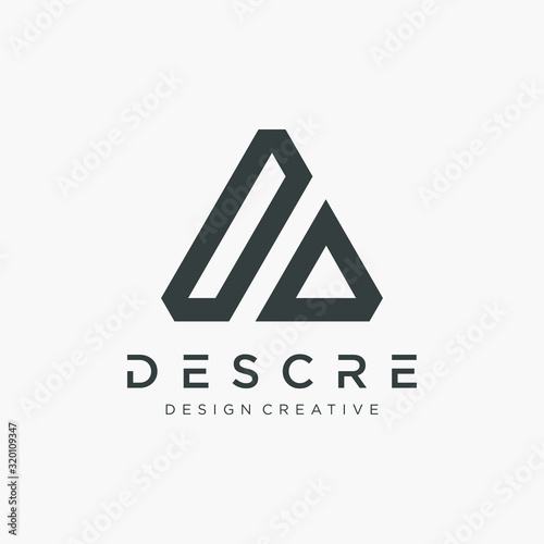 Initial letter DA minimalist art logo with triangle concept. elegant Logo template vector creative business. - VECTOR
