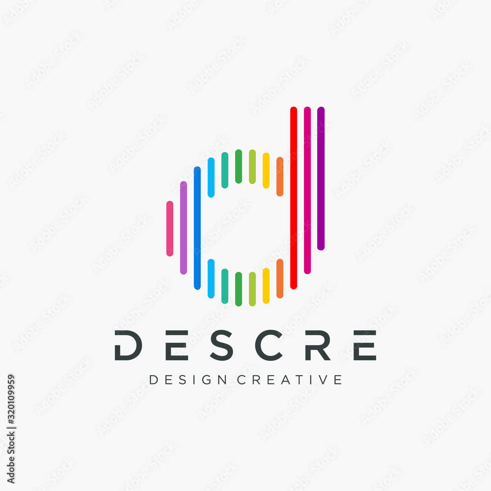 letter D logo design template with line colorful element. This logo has the meaning of information, data, finger print, group, community, progress, growth. Technology digital concept.- vector letter D logo design template with line colorful element. This logo has the meaning of information, data, finger print, group, community, progress, growth. Technology digital concept.- vector