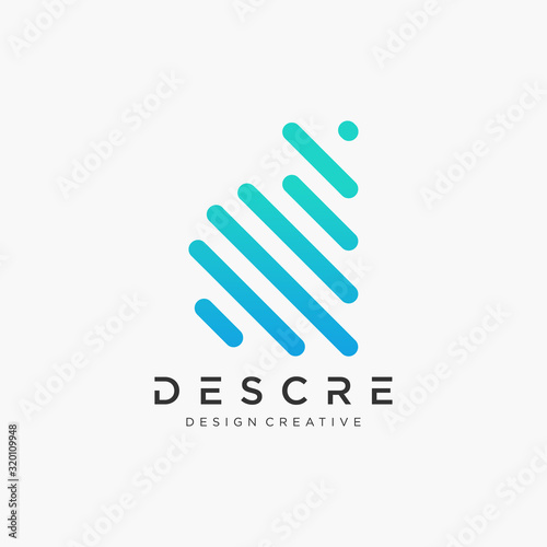 letter D logo design template with line colorful element. This logo has the meaning of information, data, finger print, group, community, progress, growth. Technology digital concept.- vector