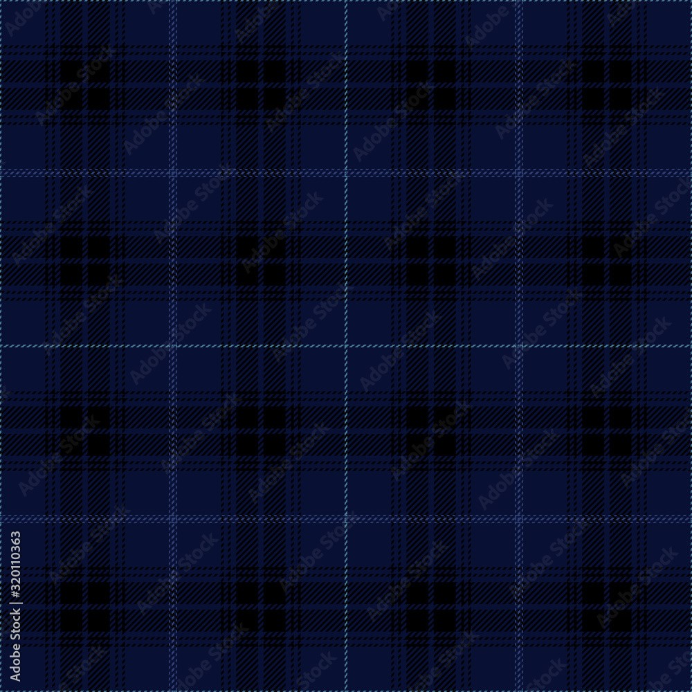 Navy blue and black tartan plaid design. Scottish textile pattern blend. Navy blue and black tartan plaid design. Scottish textile pattern blend.
