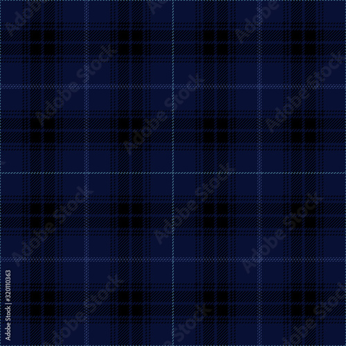 Navy blue and black tartan plaid design. Scottish textile pattern blend. © mushan