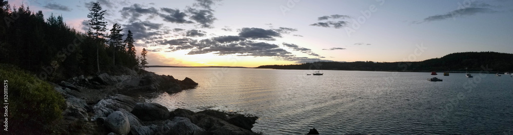 Sunset at Seal Cove Maine Panorama