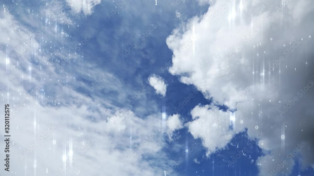 Clouds time lapse with binary data animation.