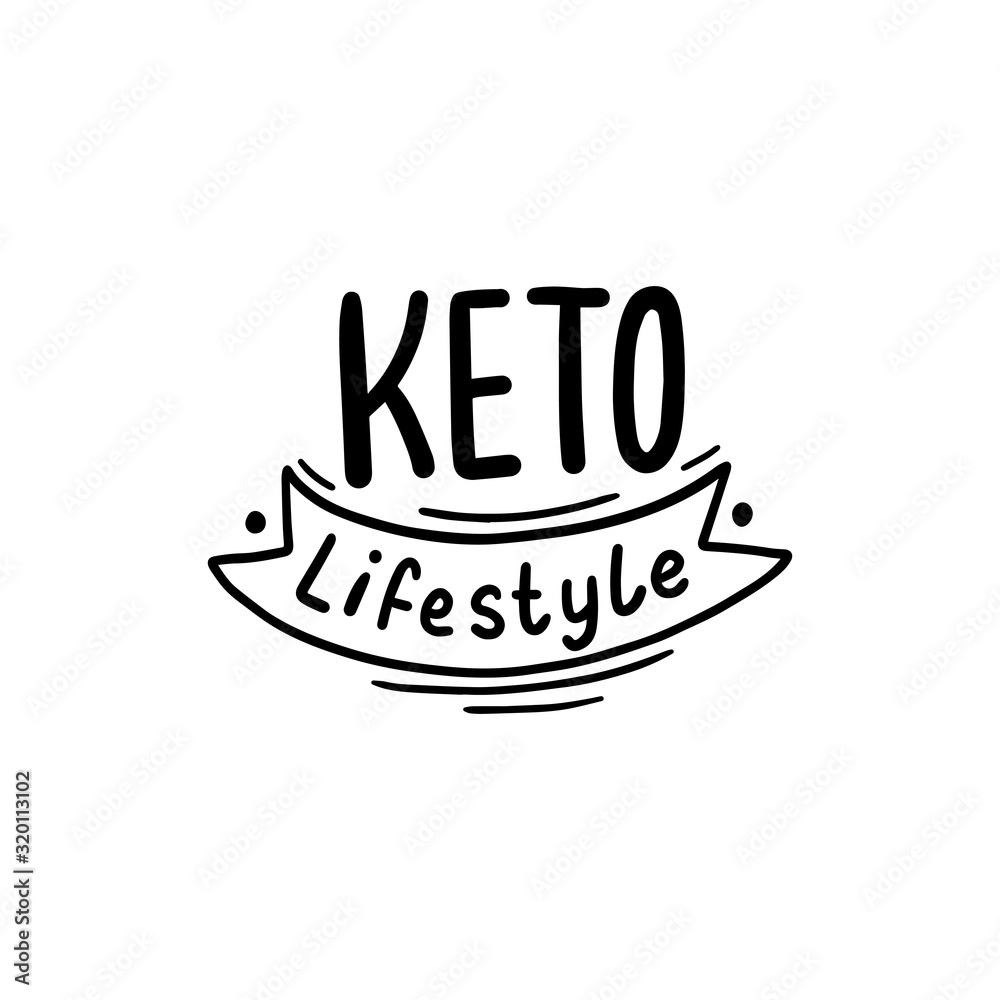 Keto lifestyle hand drawn lettering words for overlay, print. Typographic sign love keto for packaging, menu.