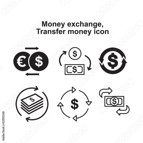 Money Exchange Transfer money set icon vector illustration for graphic and web design.