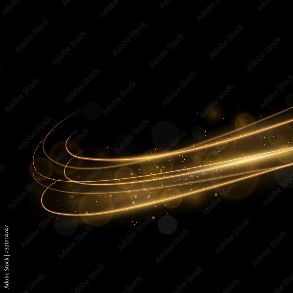 golden abstract transparent light circle effect background, abstract glowing rings - obrazy, fototapety, plakaty 