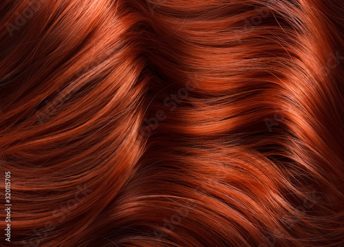 Fototapeta wavy bright red hair texture