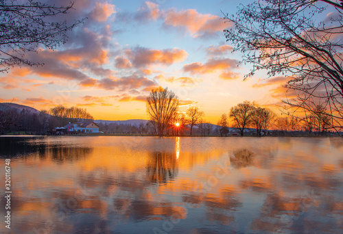 sunset over lake © vorderlinse