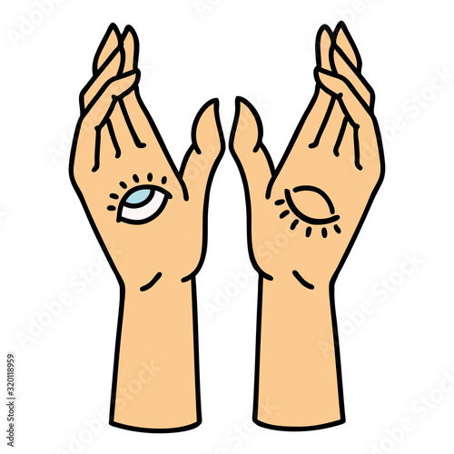 traditional tattoo of mystic hands