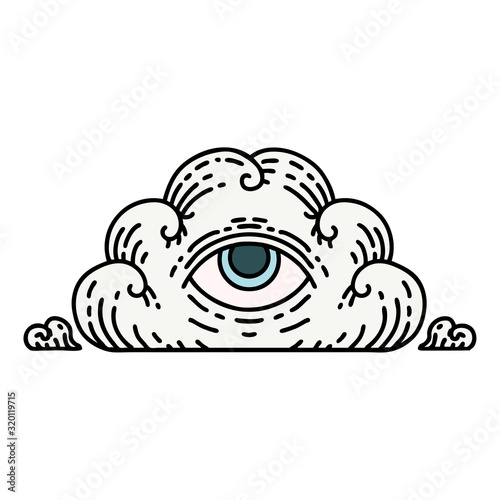 traditional tattoo of an all seeing eye cloud