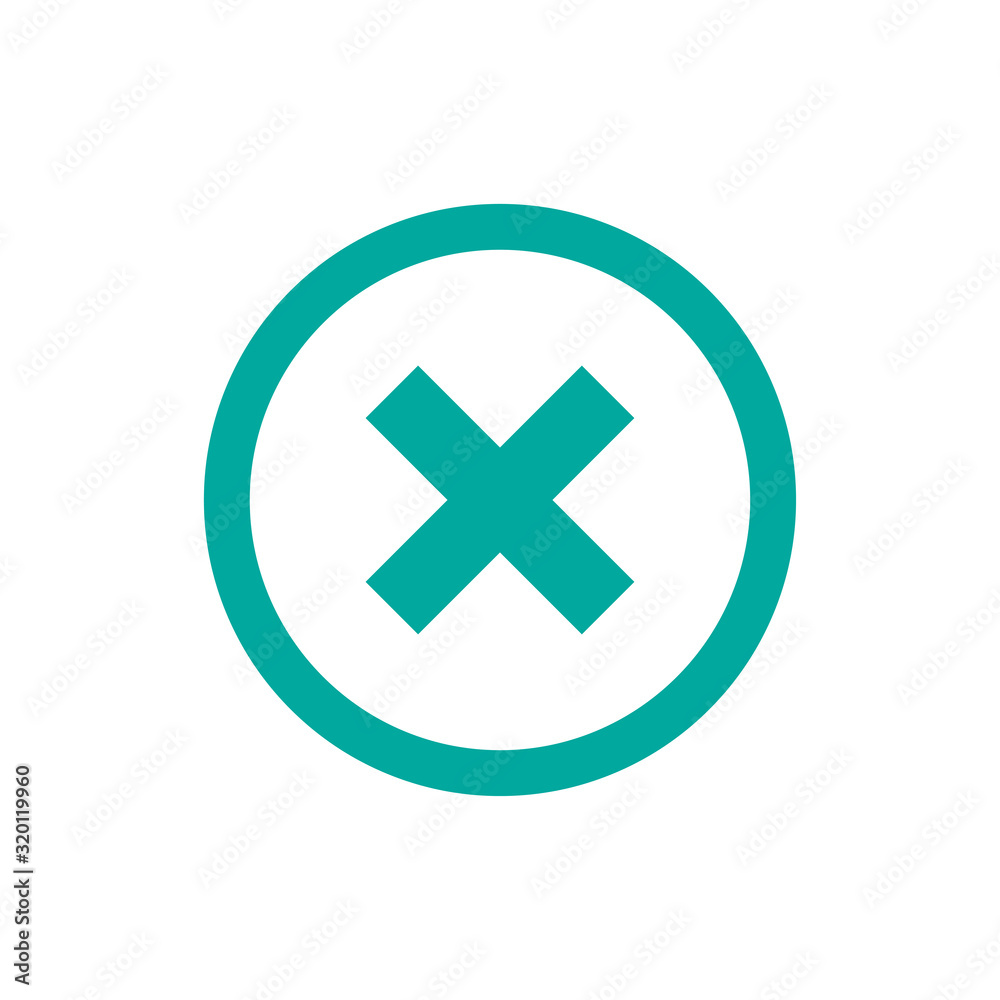 Blue cross in blue circle. Delete button. Warning error icon. Flat vector icon isolated on white. Blue cross in blue circle. Delete button. Warning error icon. Flat vector icon isolated on white.