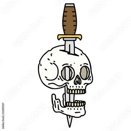 traditional tattoo of a skull and dagger