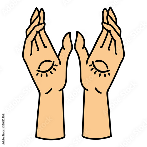 traditional tattoo of mystic hands