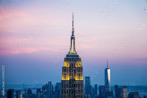 new york skyline at sunset