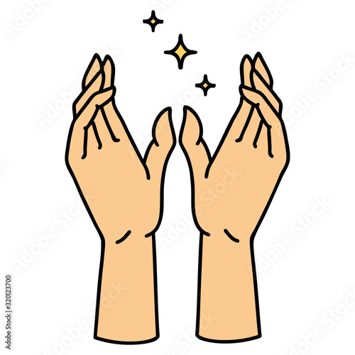 traditional tattoo of mystic hands