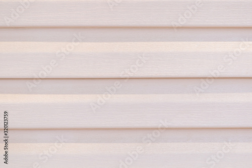 Wood wall panel close-up. Exterior wood paneling texture. White wood.