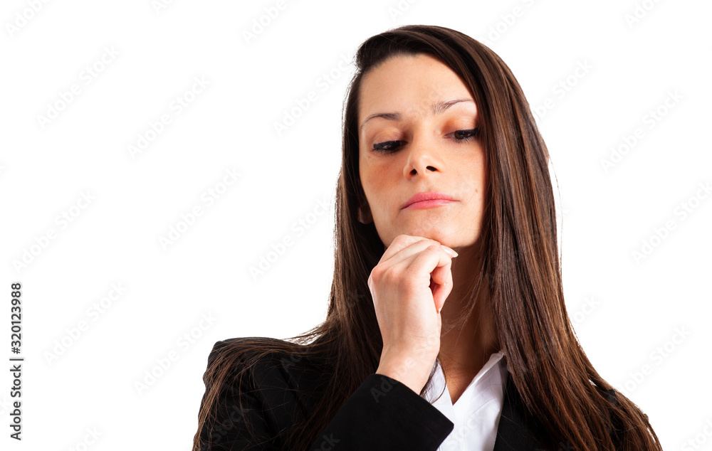 Portrait of a beautiful young woman thinking Portrait of a beautiful young woman thinking