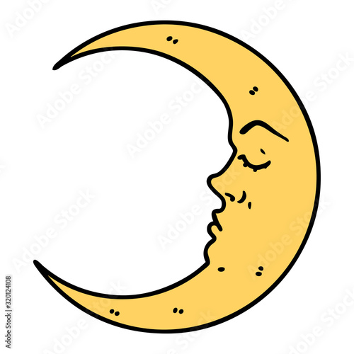 traditional tattoo of a crescent moon