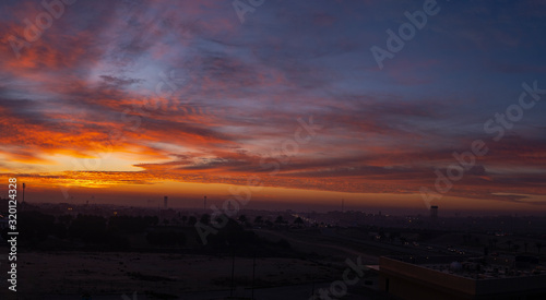 Amazing sunrise and cloud formations over Al-Khobar  Eastern Saudi Arabia 