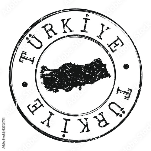 Turkey Silhouette Postal Passport. Stamp Round Vector Icon Map. Design  Travel Postmark. 