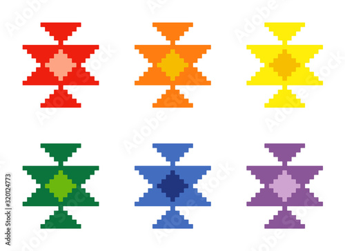 Bulgarian folk motif shevitsa pattern, Beautifull print on demand design,  Geometric background, Abstract wallpaper, Jewelry design, Cross stitch pattern, Ethnic motif isolated on white background photo