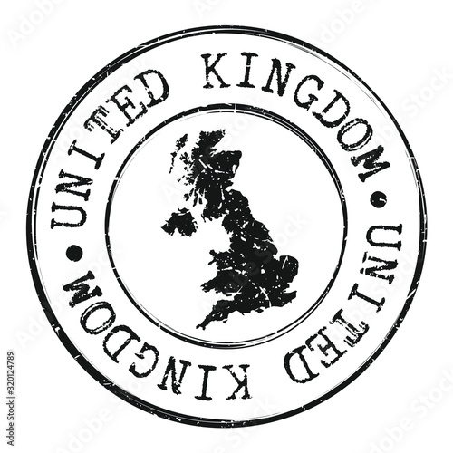 United Kingdom Silhouette Postal Passport. Stamp Round Vector Icon Map. Design  Travel Postmark. 