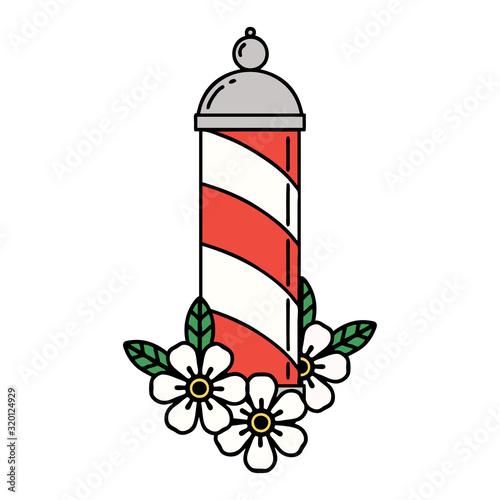 traditional tattoo of a barbers pole