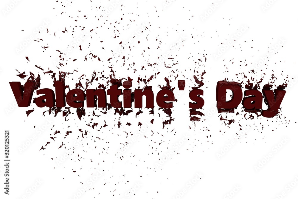 The inscription Valentine's Day is red in 3d The inscription Valentine's Day is red in 3d