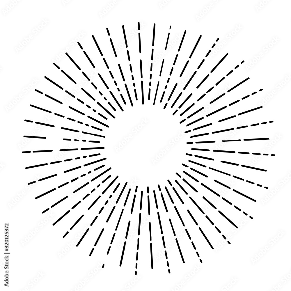 Obraz premium Hand Drawn vector vintage elements - sunburst (bursting) rays.