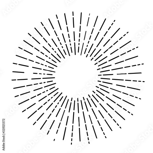 Hand Drawn vector vintage elements - sunburst (bursting) rays.