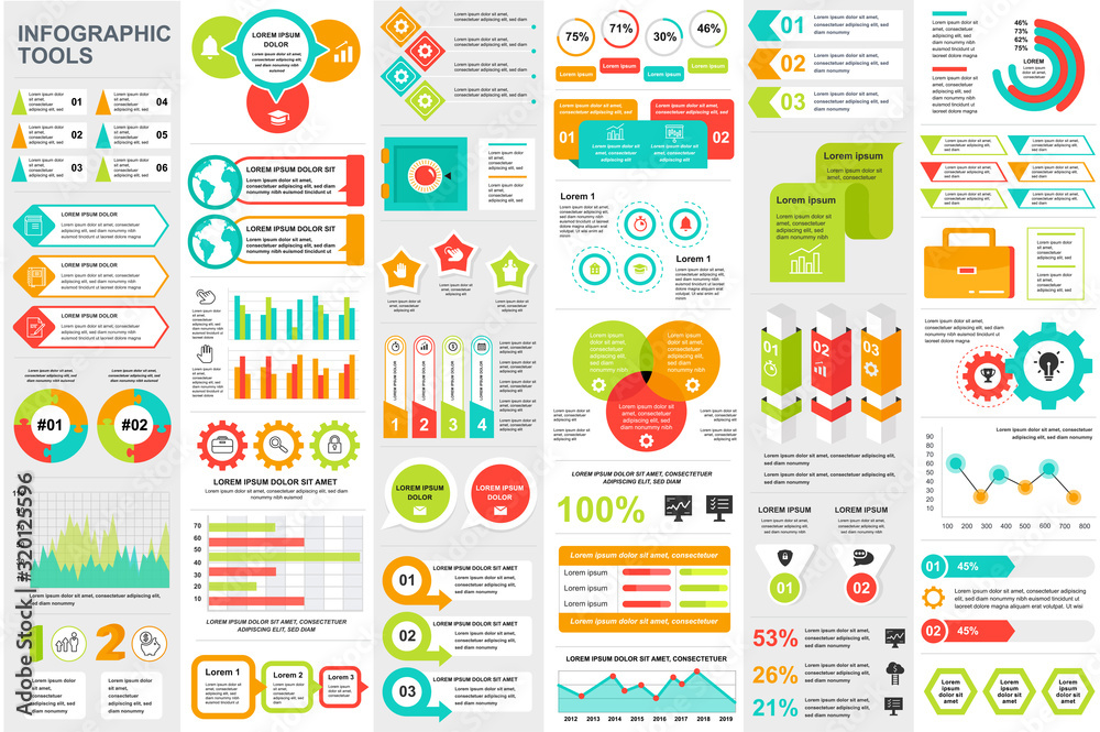 Bundle infographic elements data visualization vector design template ...