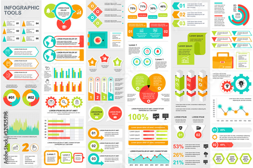 Bundle infographic elements data visualization vector design template. Can be used for steps, business processes, workflow, diagram, flowchart concept, timeline, marketing icons, info graphics.