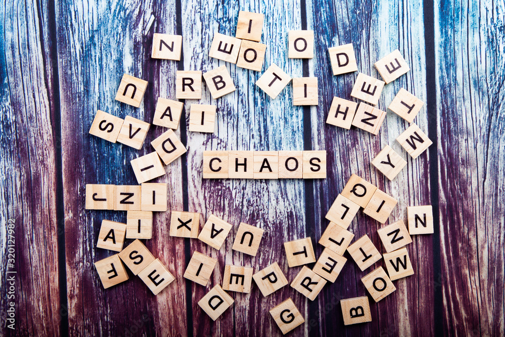 chaos wooden word frame