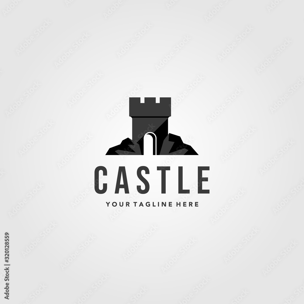 stone castle logo vintage vector illustration design