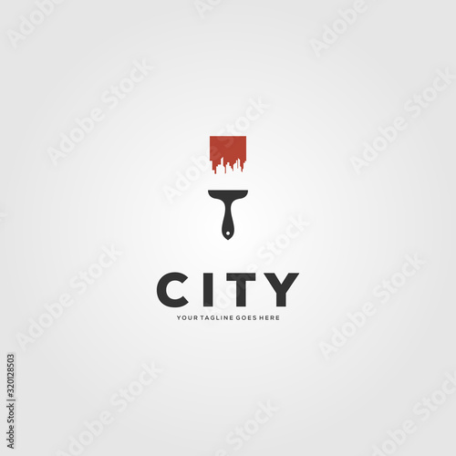 city building brush creative logo vector illustration design