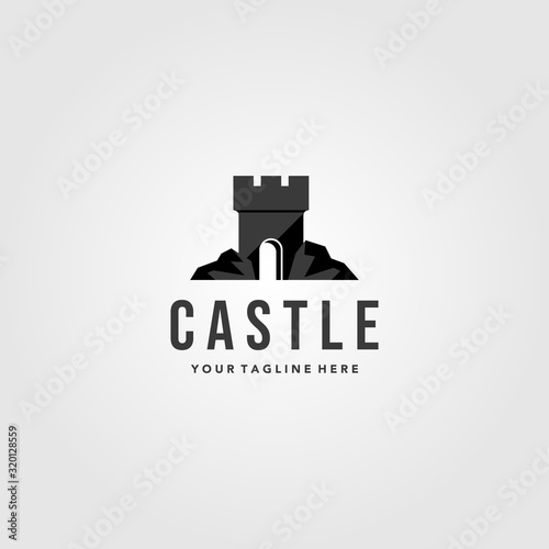 stone castle logo vintage vector illustration design
