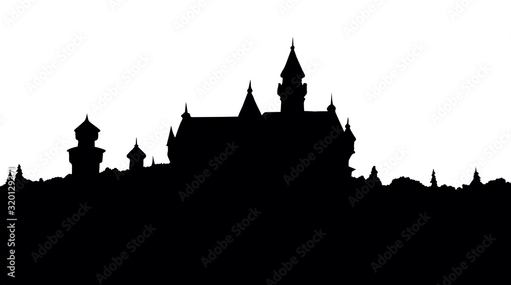 Famous German castle. Vector drawing