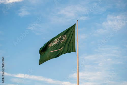 Saudi Arabia flag waving in the wind, Al Khobar, Eastern Saudi Arabia photo