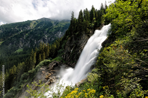 View of Krimml Waterfalls in Austria..