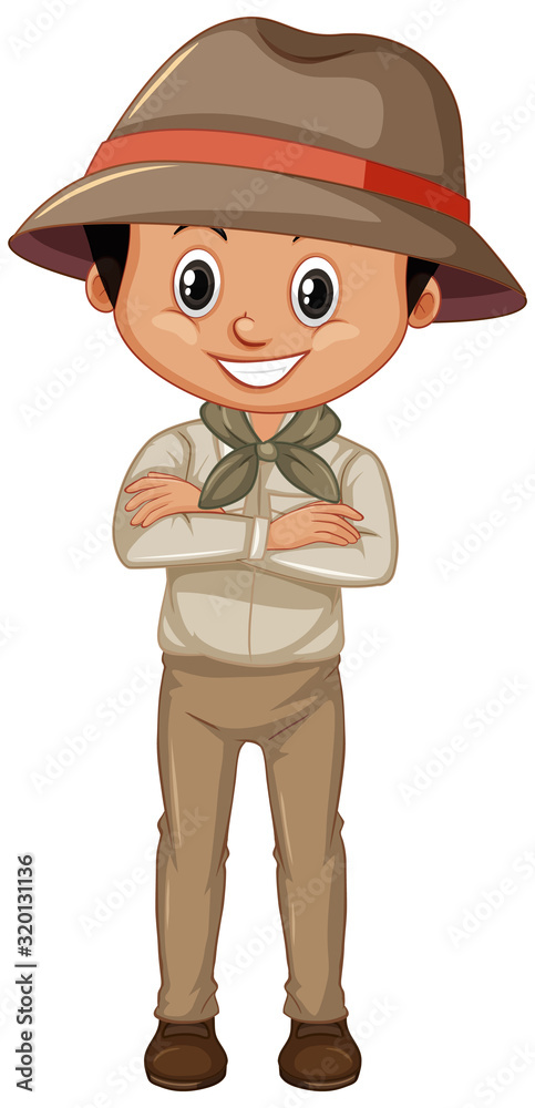 Boy wearing safari outfit on white background Boy wearing safari outfit on white background