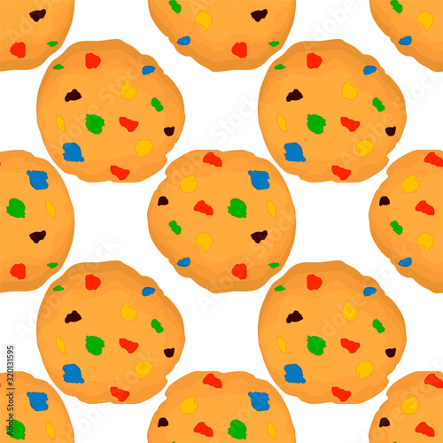 Illustration on theme big set identical biscuit, kit colorful pastry cookie