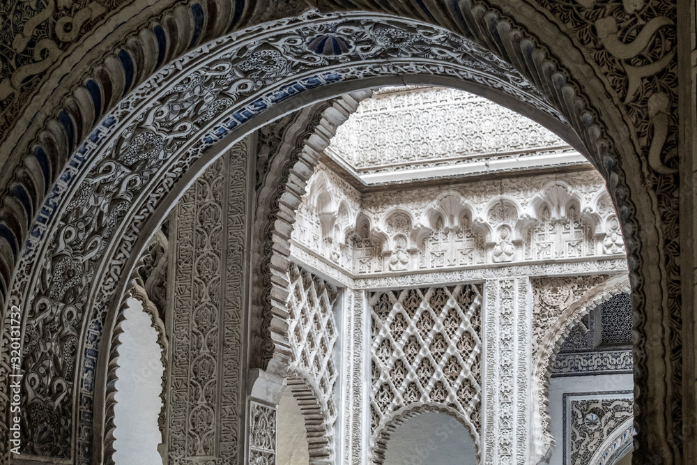 arabic arch of the royal alcazares of seville