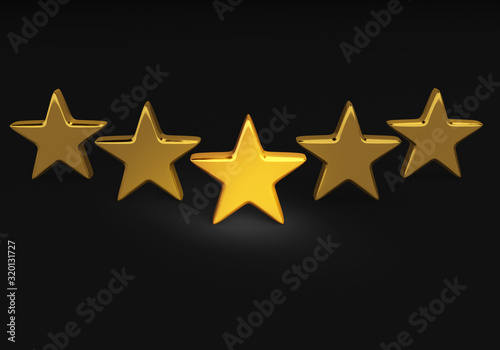 Five Gold Stars in V Formation on a Dark Background