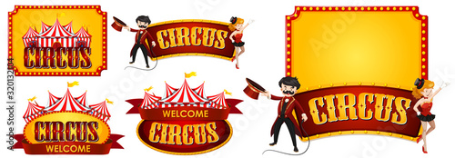 Sticker design templates for circus