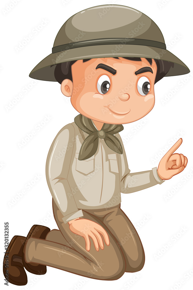 Boy wearing safari outfit on white background Boy wearing safari outfit on white background