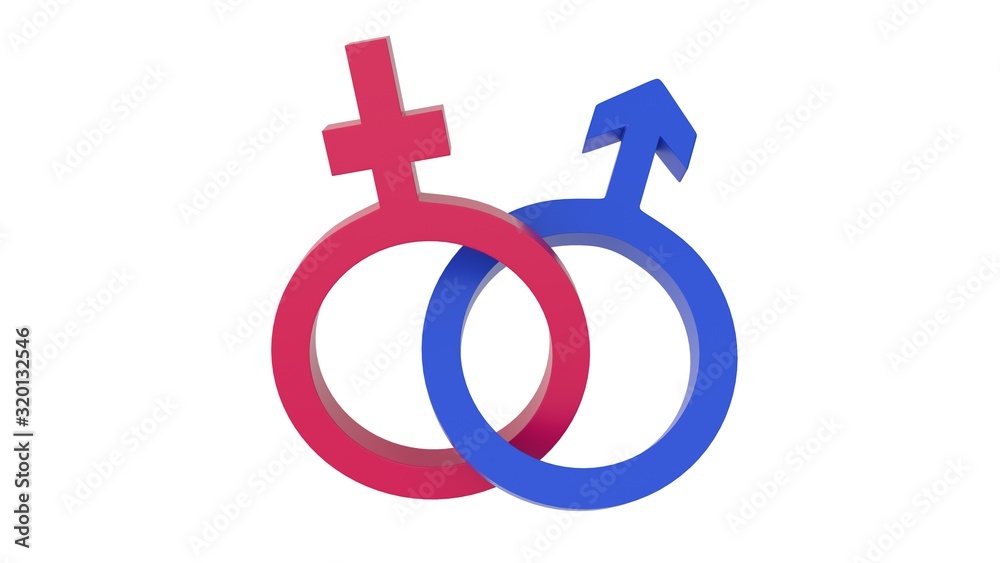 Gender symbols isolated on white background. 3D-rendering. Gender symbols isolated on white background. 3D-rendering.