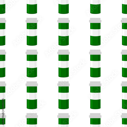 Illustration on theme big colored set different types of pills inside close jar
